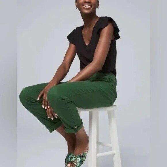 White House Black Market Green Pret-A-Pedi Straight Crop Pants NWT - Picture 2 of 4